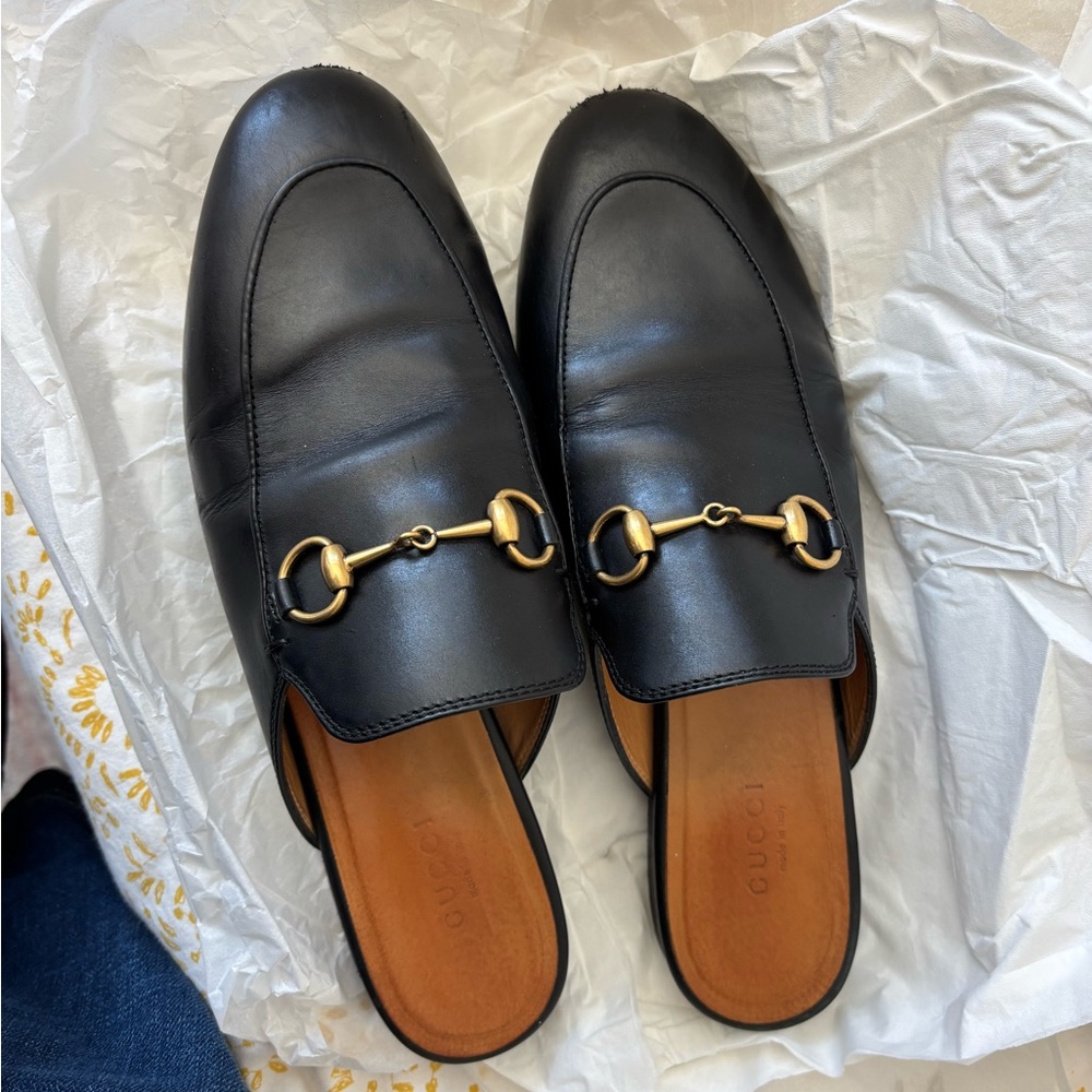 Gucci Black Leather Horsebit Loafers with